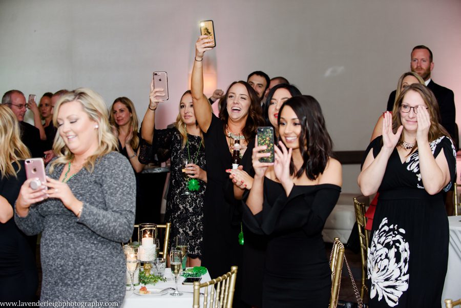 Lavender Leigh Photography, pittsburgh wedding photograPittsburgh Airport Marriott, wedding, photographer, photograph, picture, engagement, winter, Pennsylvania, Best of the Knot, Couples' Choice, wedding venues, ceremony reception, St. Patrick's Day, Gold, Glitter, Champagne Bridesmaids Dresses, Badgley Mischka shoes, white floral bouquets, romantic, candlelit