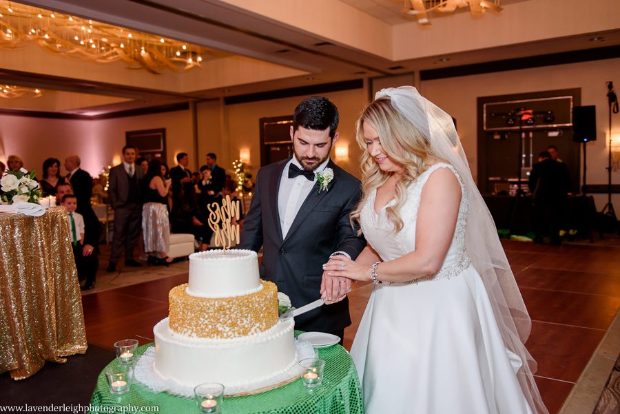 Pittsburgh Airport Marriott, wedding, photographer, photograph, picture, engagement, winter, Pennsylvania, Best of the Knot, Couples' Choice, wedding venues, ceremony reception, St. Patrick's Day, Gold, Glitter, Champagne Bridesmaids Dresses, Badgley Mischka shoes, white floral bouquets, romantic, candlelit