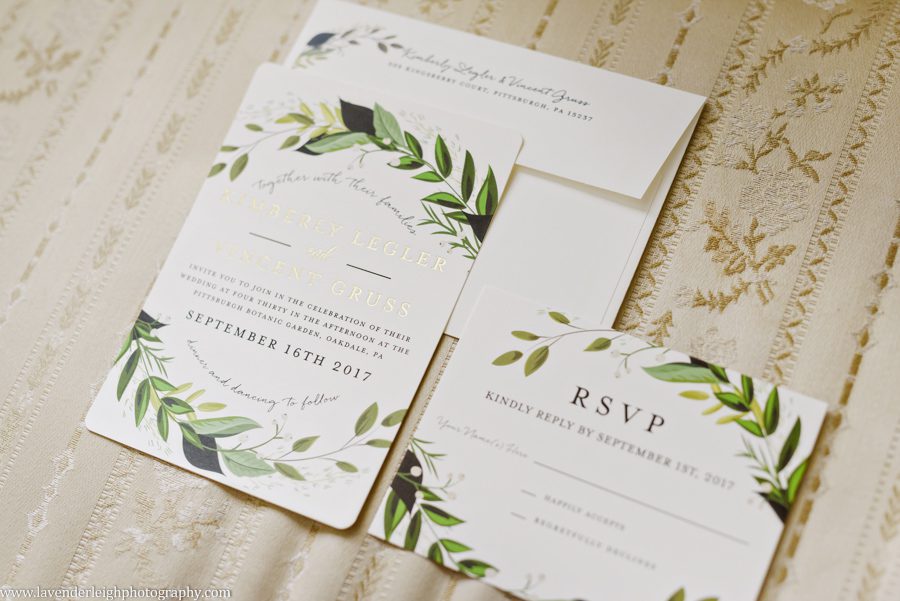 Eucalyptus Wedding Invitation at the Pittsburgh Botanic Garden