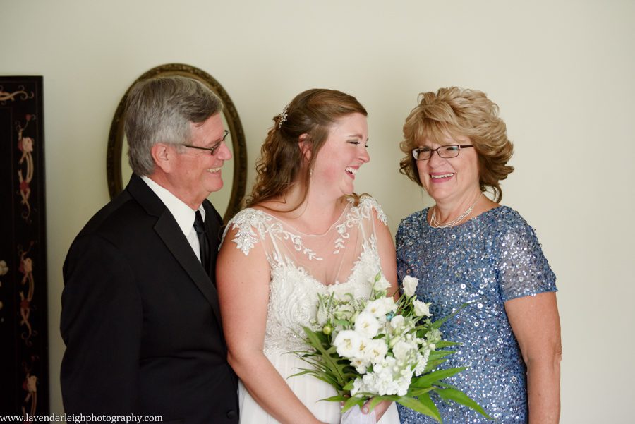 Bride, Mother and Father on Wedding Day at the Pittsburgh Botanic Garden