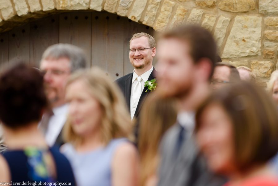 Groom Sees Bride Walk Down Aisle at the Pittsburgh Botanic Garden