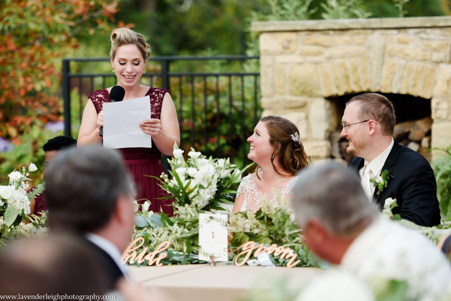 Maid of Honor's Toast at the Pittsburgh Botanic Garden Wedding Reception