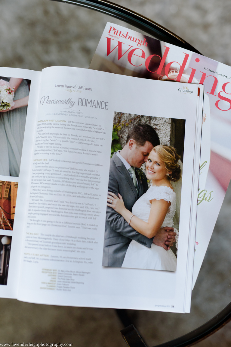 Pittsburgh Wedding Magazine, Lavender Leigh Photography, spring 2017 issue, pennsylvania