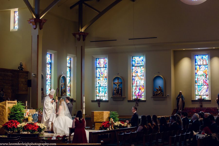 A winter wedding in Pittsburgh, Pennsylvania. The ceremony took place at St. John and Paul church, and the reception was hosted at the Chadwick ballroom in Wexford. Images by Lavender Leigh Photography. 