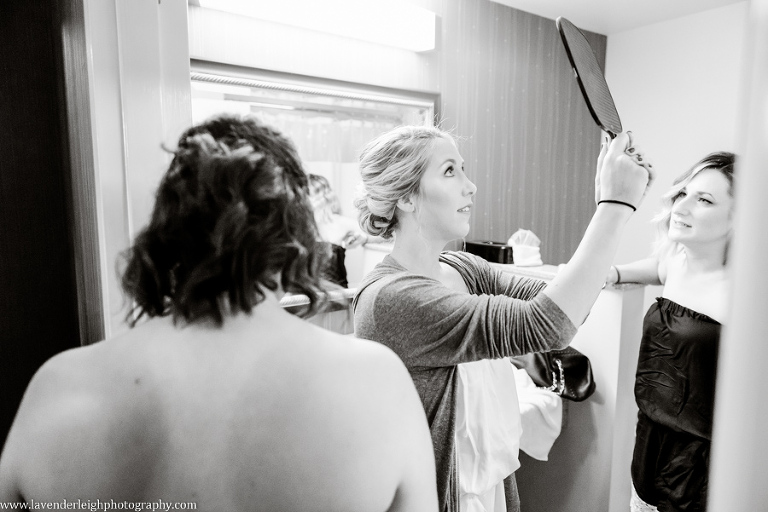 Bride Looking at Hair