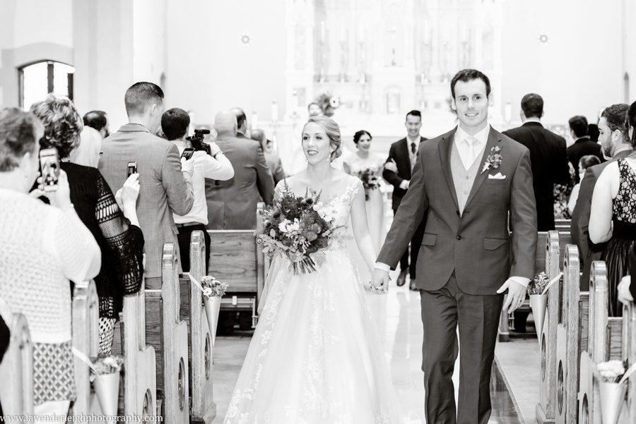 Bride and Groom's Recessional at the Holy Family Church in Latrobe, Pennsylvania