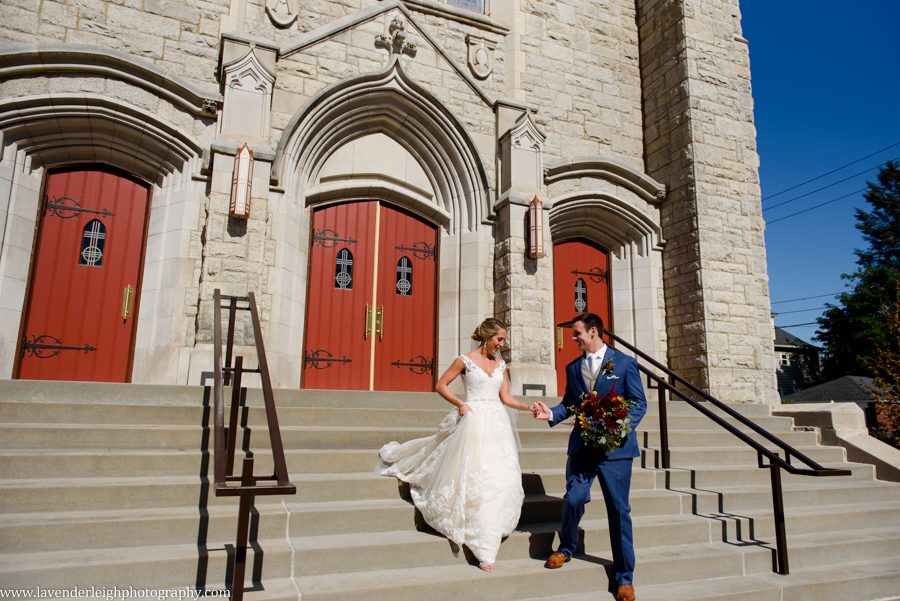 Bride and Groom at the Holy Family Church in Latrobe, Pennsylvania