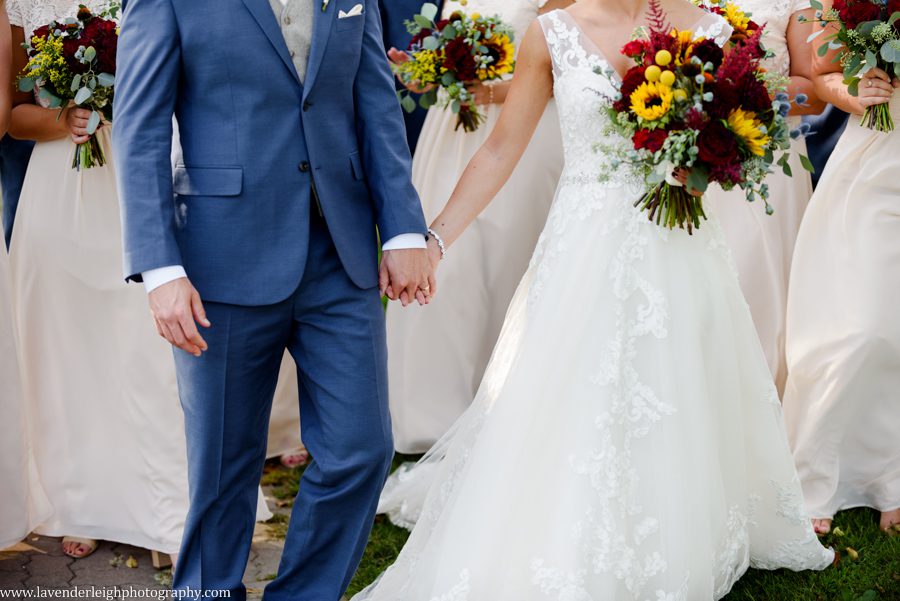 Bride and Groom Hold Hands at Twin Lakes Park in Greensburg, Pennsylvania