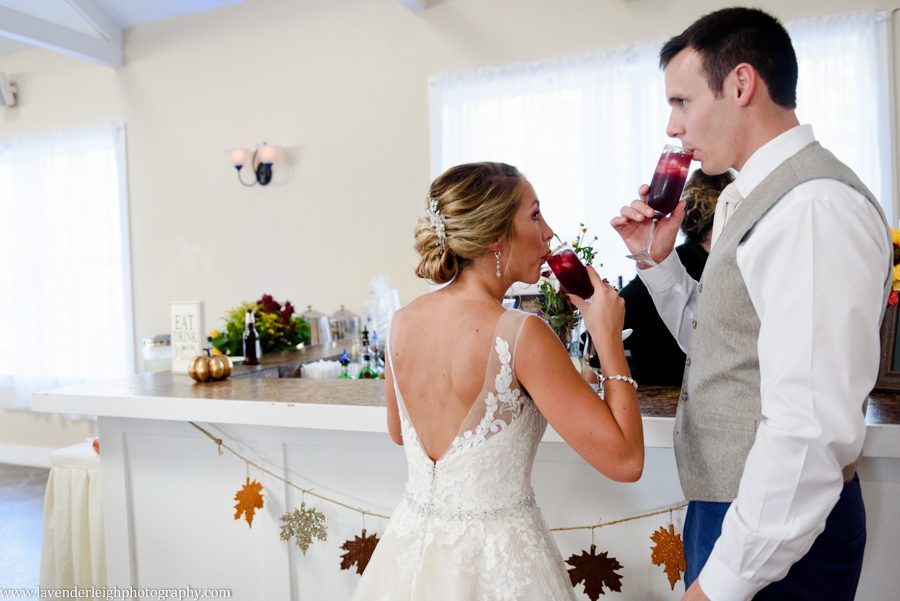 Bride and Groom Taste their Specialty Drink at the Event Center at the Waterworks in Greensburg, Pennsylvania