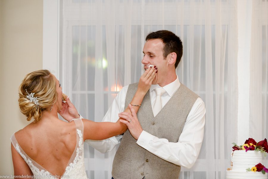 Bride and Groom Cut Cake at the Event Center at the Waterworks in Greensburg, Pennsylvania