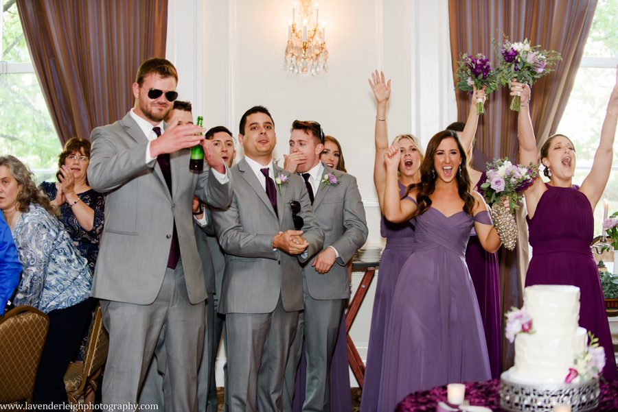 Wedding Party Cheers Bride and Groom's Reception Entrance at the University Club in Pittsburgh, Pennsylvania