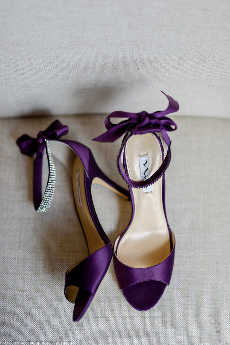 Purple Satin Wedding Shoes by Lavender Leigh Photography