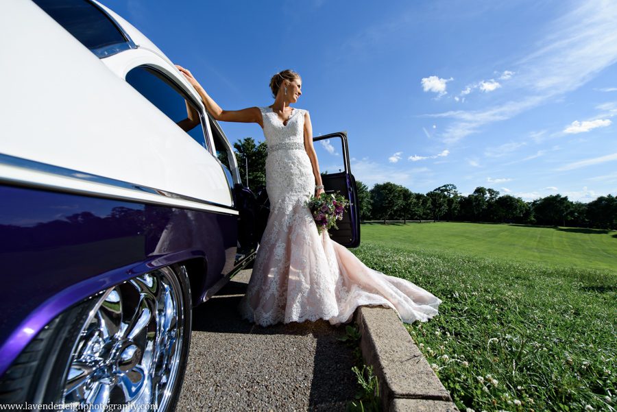 A Bride in a 1950's Chevy at Schenley Park in Pittsburgh, Pennsylvania