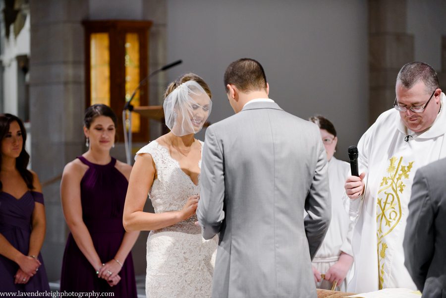 Wedding Ring Exchange at the Immaculate Conception Parish in Washngton, Pennsylvania