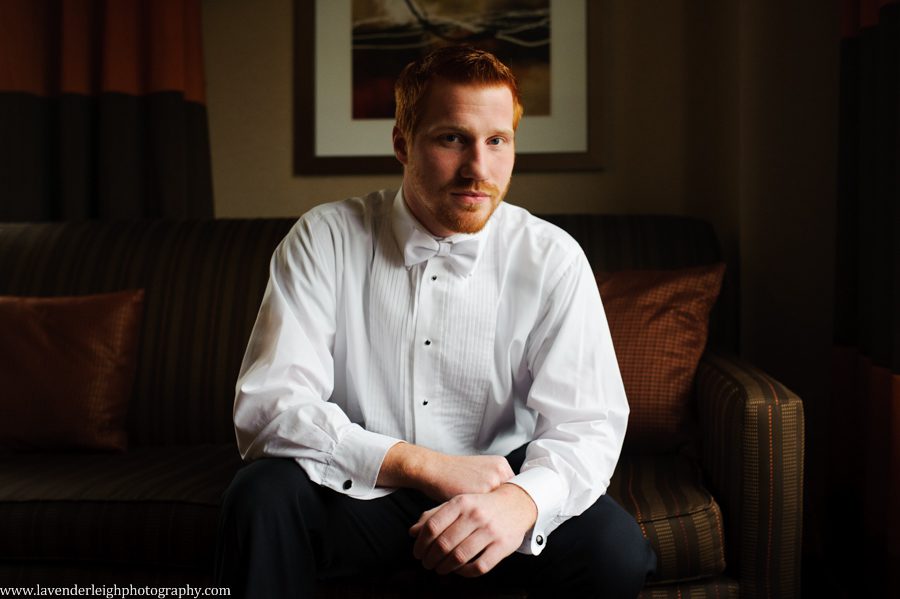 A groom's portrait on his wedding day