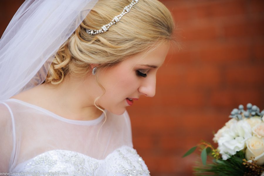 A winter white bride in between photos