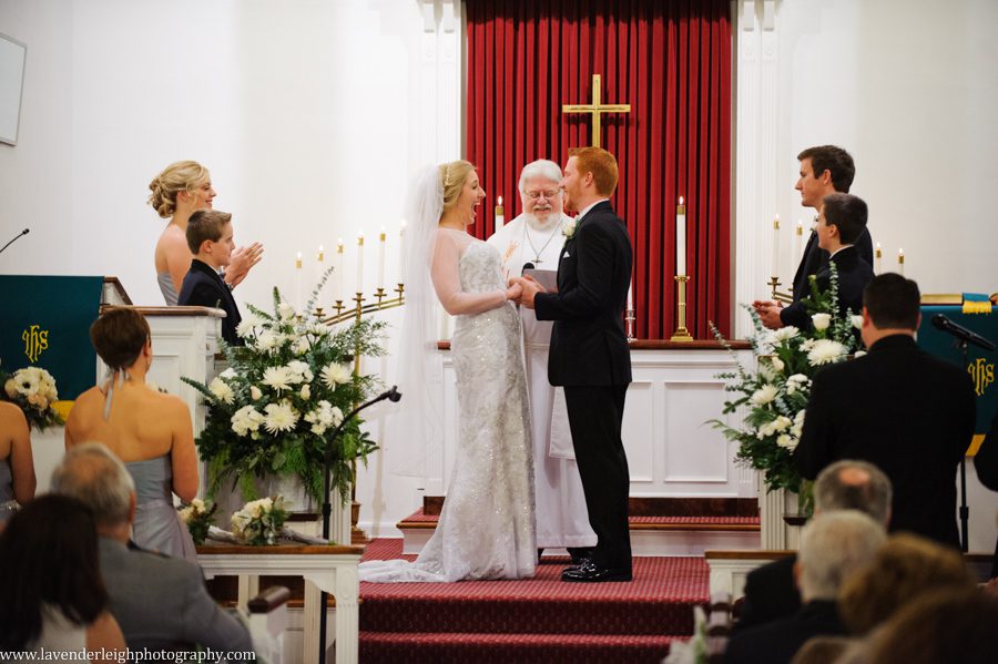 A bride's look of excitement when she is pronounced Mrs.
