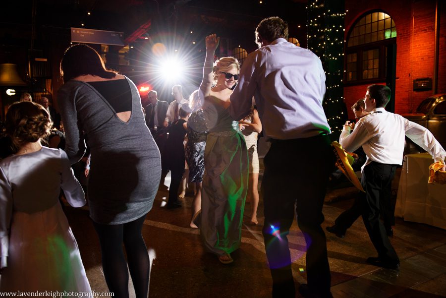 Bridesmaid and her husband dancing at a Heinz History Center wedding reception