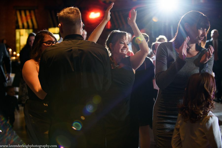 Guests dancing at a Heinz History Center wedding reception