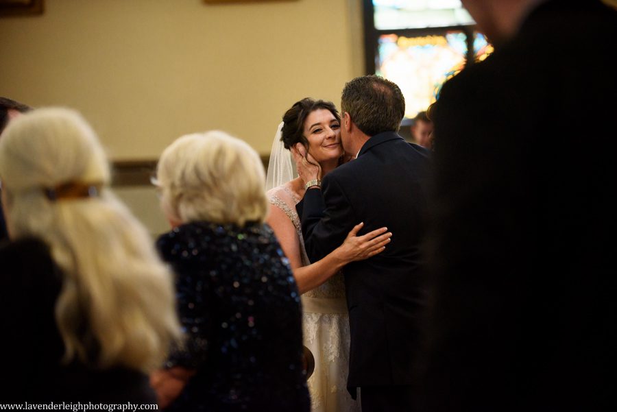 bride, father, kiss, sign of peace, wedding, ceremony, St. Mary of the Mount