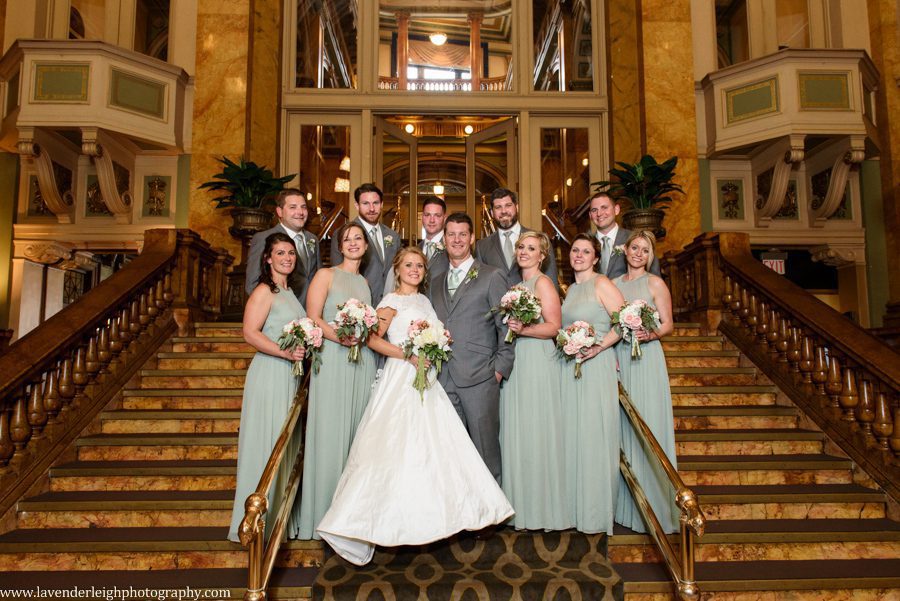 Grand Concourse, city, station square, Pittsburgh, bride, groom, Lavender Leigh Photography, wedding party