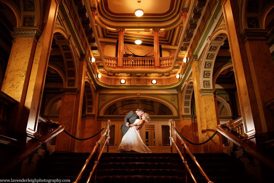 bride, groom, the Grand Concourse, end of night shot, grand, spectacular, staircase, vaulted ceilings