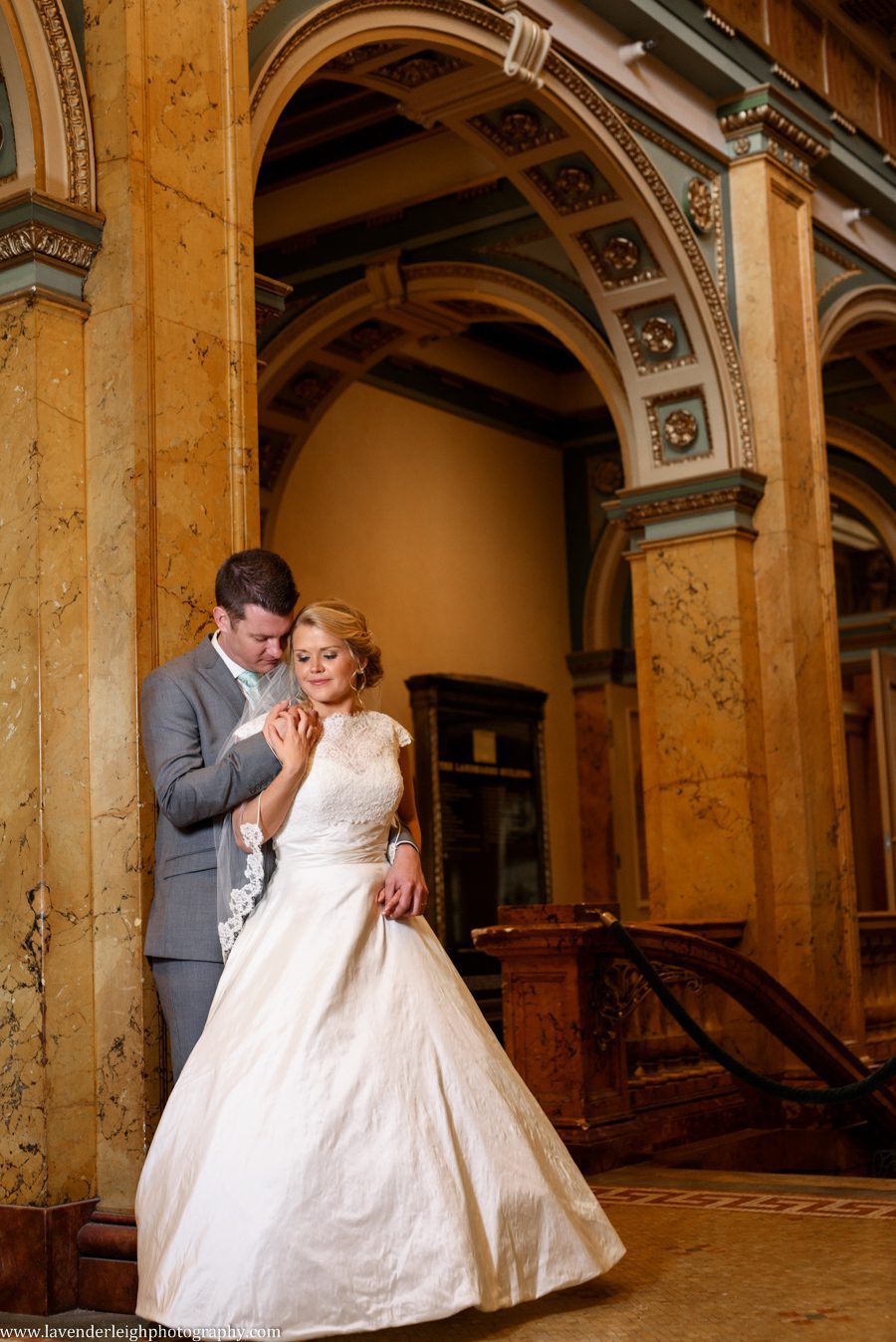 Grand Concourse, city, station square, Pittsburgh, bride, groom, Lavender Leigh Photography