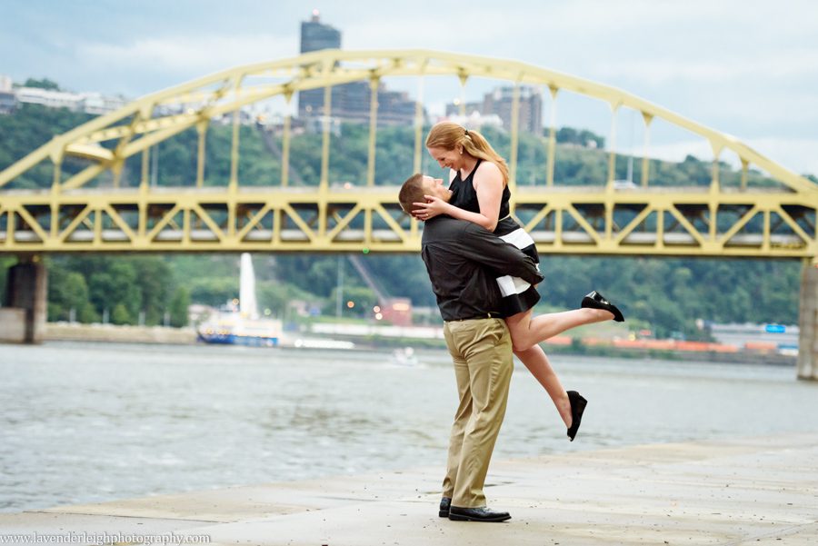 An engagement photography session on the North Shore in Pittsburgh, PA.