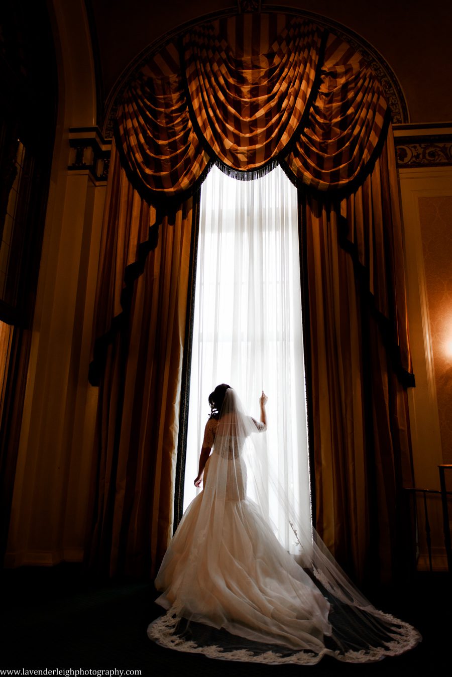 The most beautiful picture of a bride at the Omni William Penn in Pittsburgh, Pennsylvania