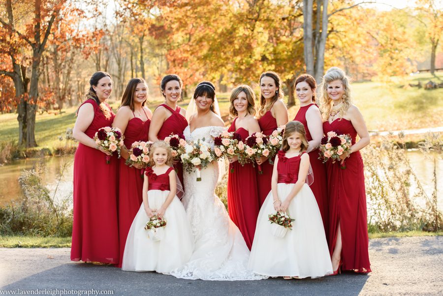 Bride and bridesmaids, lavender leigh photography, pittsburgh photographer, pennsylvania, crimson dresses