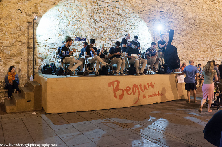 Every Saturday at 10PM, a band plays near the church in Begur.  