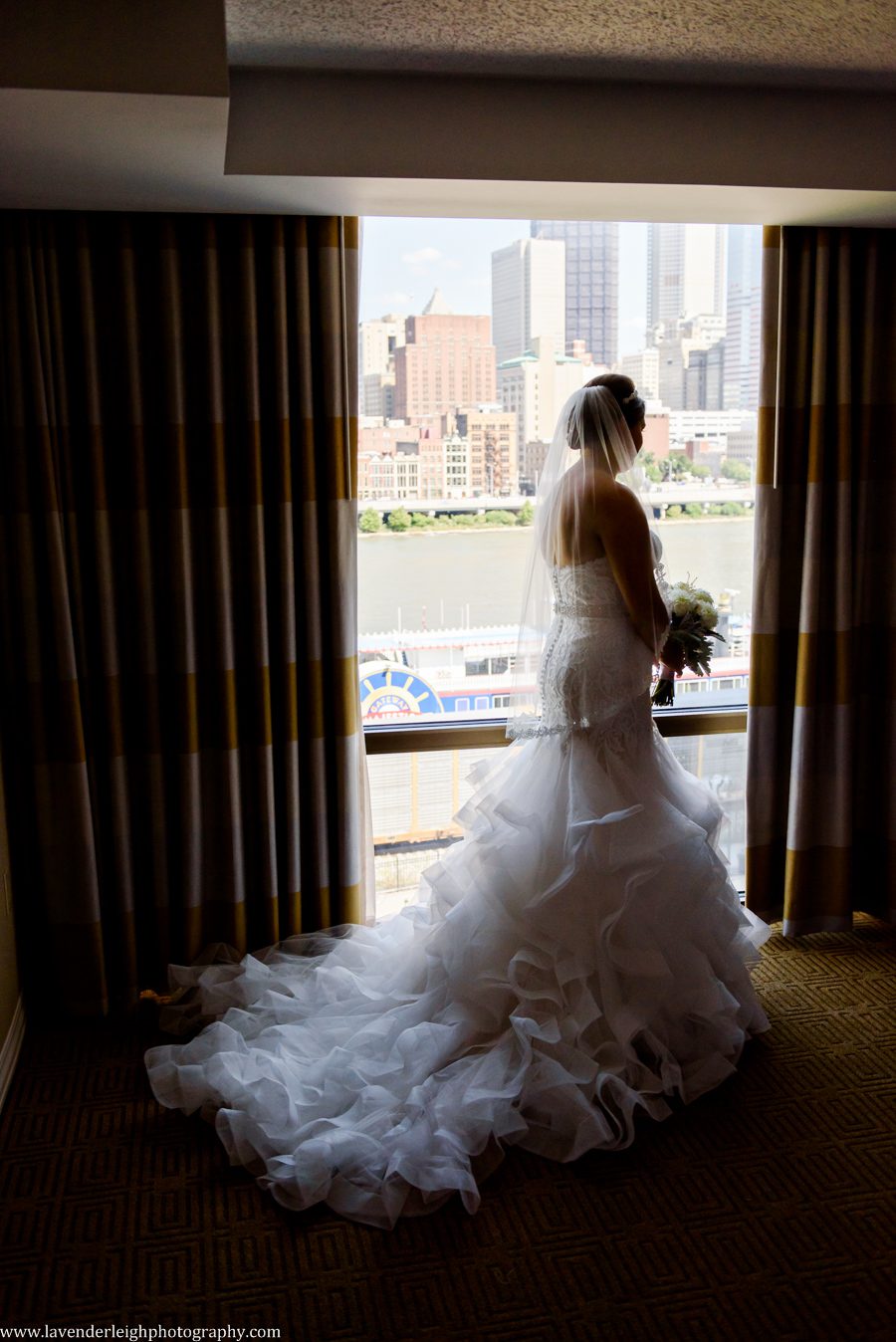 A picture of the bride at the Sheraton Station Square in Pittsburgh, Pennslyvania