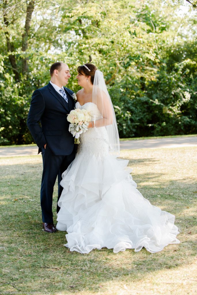 A picture of the bride and groom at the West End Overlook in Pittsburgh, Pennsylvania
