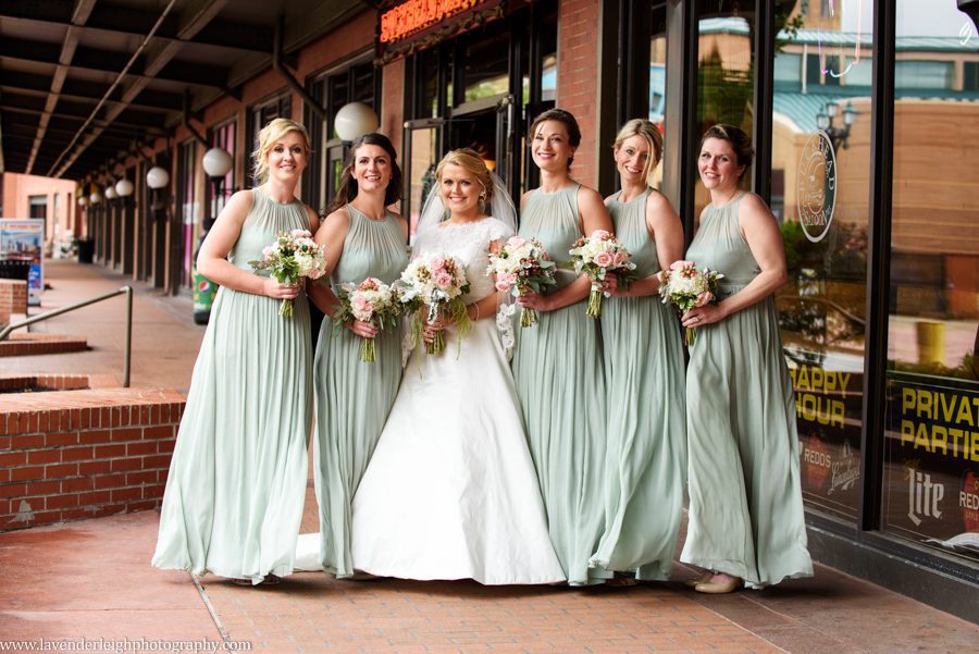sage green bridesmaid dresses, bride, Station Square