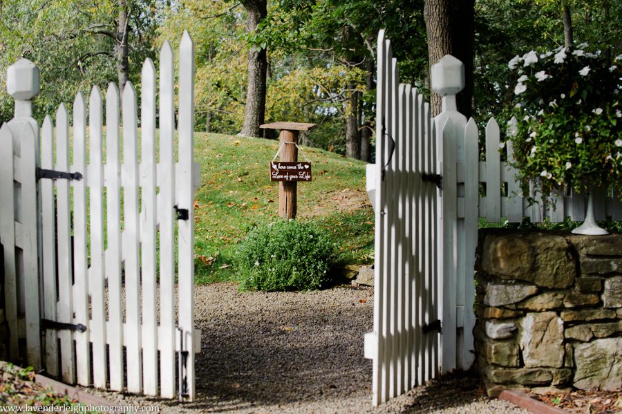 A sign leading guests to the ceremony site at Greendance, a Winery at Sandhill in Mt. Pleasant, Pennsylvania