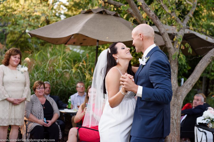 The bride and groom dance their first dance at Greendance, the Winery at Sandhill in Mt. Pleasant, Pennsylvania
