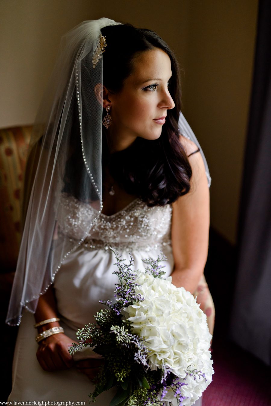 The portrait of a bride before her wedding ceremony at Greendance Winery at Sandhill