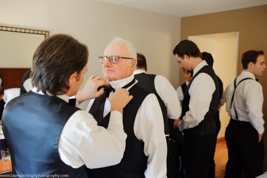 Groom, best man, grandfather, getting ready, hotel, Pittsburgh Airport Marriott