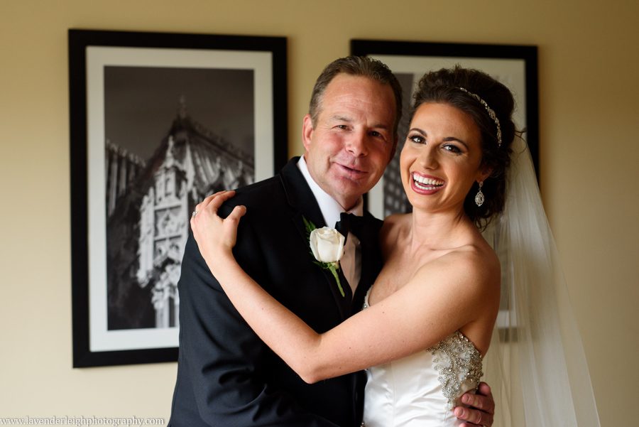 bride, father, smiling, before ceremony, excitement, embrace, love, wedding