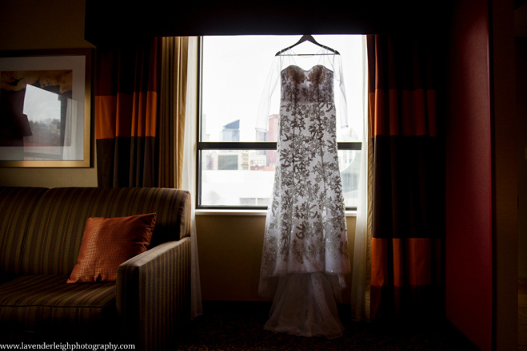 A lovely white winter wedding dress