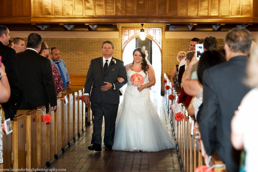 Father Walking Bride Down Aisle | Groom seeing bride walk down the aisle | Teary-eyed | Holy Innocents Church | Holy Cross Wedding | Pittsburgh Wedding Photographer | Pittsburgh Engagement Photographer | Lavender Leigh Photography