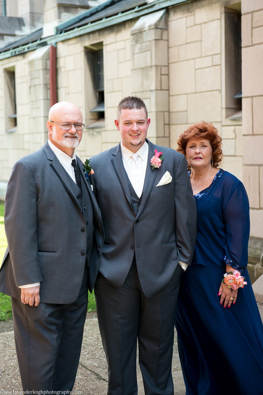 Groom and Parents | Pink Boutonniere | Holy Innocents Church | Holy Cross Wedding | Pittsburgh Wedding Photographer | Pittsburgh Engagement Photographer | Lavender Leigh Photography