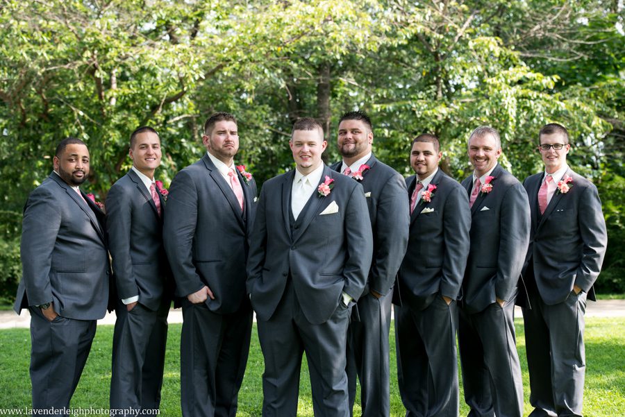 Groom and Groomsmen | West End Overlook | Pink Boutonnieres | Holy Innocents Church | Holy Cross Wedding | Pittsburgh Wedding Photographer | Pittsburgh Engagement Photographer | Lavender Leigh Photography
