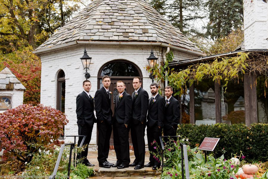 Groom with Groomsmen at The Hyeholde, the Hyeholde restaurant, castle, Pittsburgh Pennsylvania wedding and engagement photographer