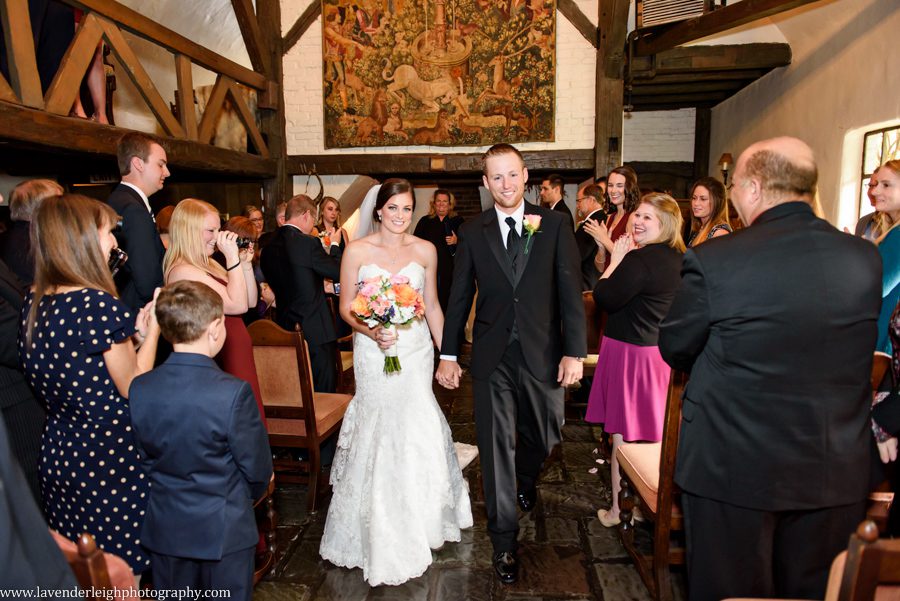 Bride and Groom Exit Wedding Ceremony, castle, Pittsburgh Pennsylvania wedding and engagement photographer