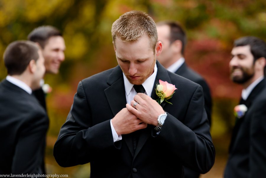 Groom with Groomsmen at The Hyeholde, castle, Pittsburgh Pennsylvania wedding and engagement photographer
