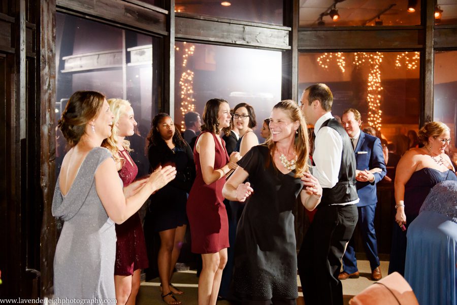 Guests dancing at Hyeholde wedding reception, castle, Pittsburgh Pennsylvania wedding and engagement photographer