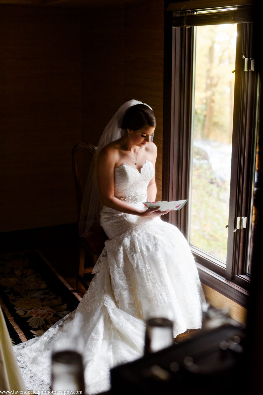 Bride Reading Groom's Letter, castle, Pittsburgh Pennsylvania wedding and engagement photographer