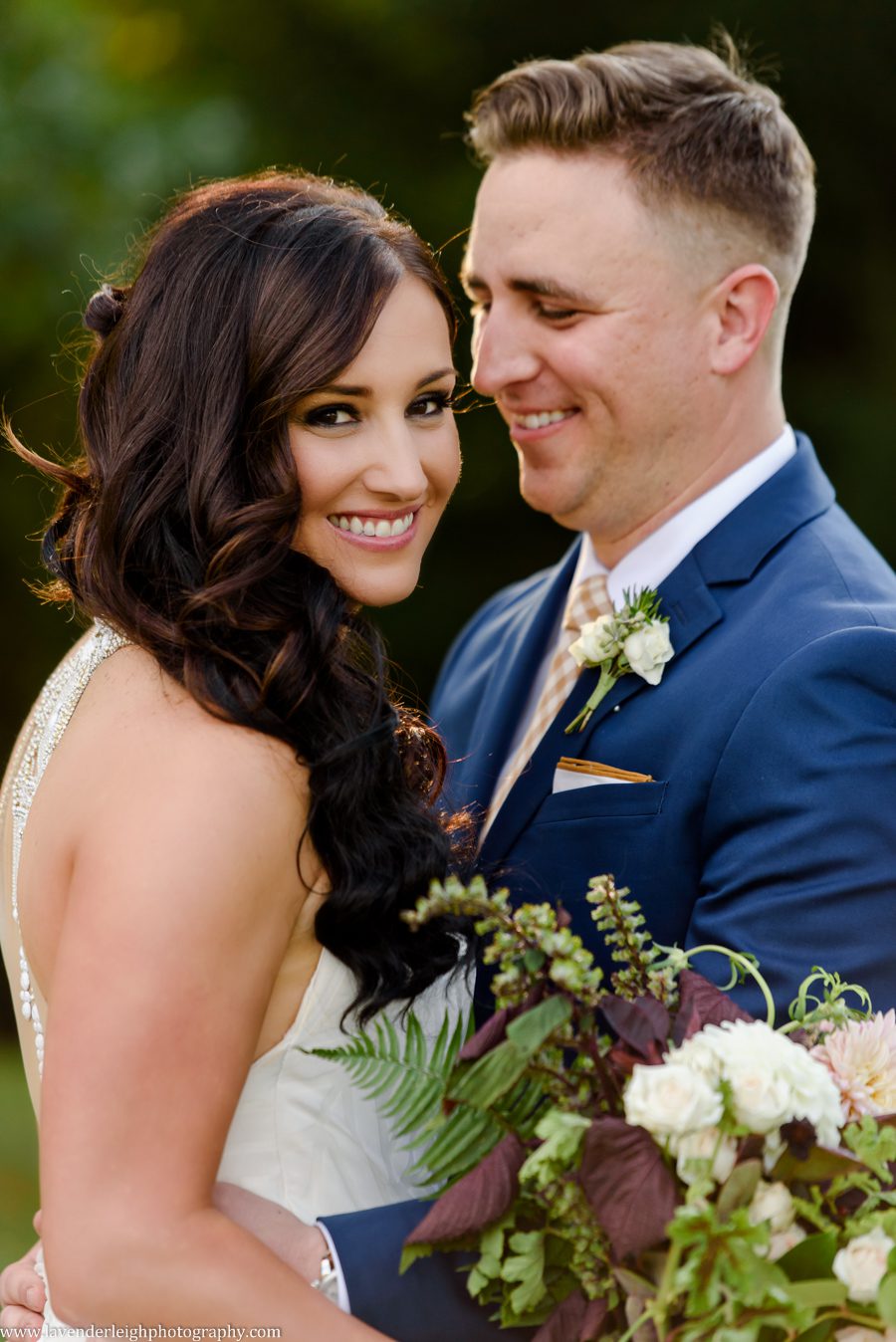 The bride and groom at the West End Overlook in Pittsburgh, Pennsylvania