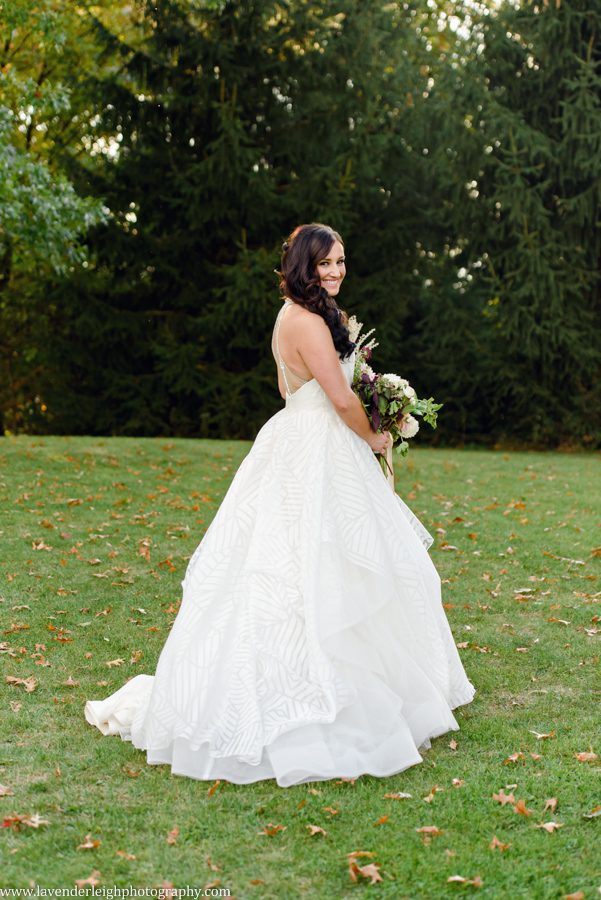 The bride wearing a stunning Hayley Paige Dress at The West End Park in Pittsburgh, Pennsylvania